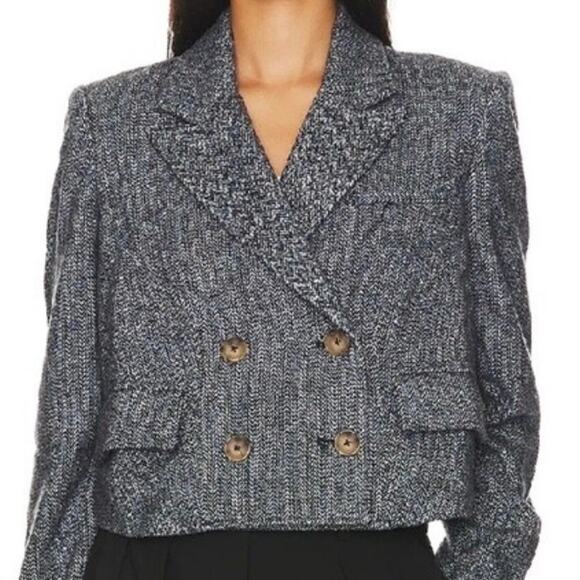 Free People Blazer- Heritage Double Breasted Cropped length size Large - Picture 2 of 9